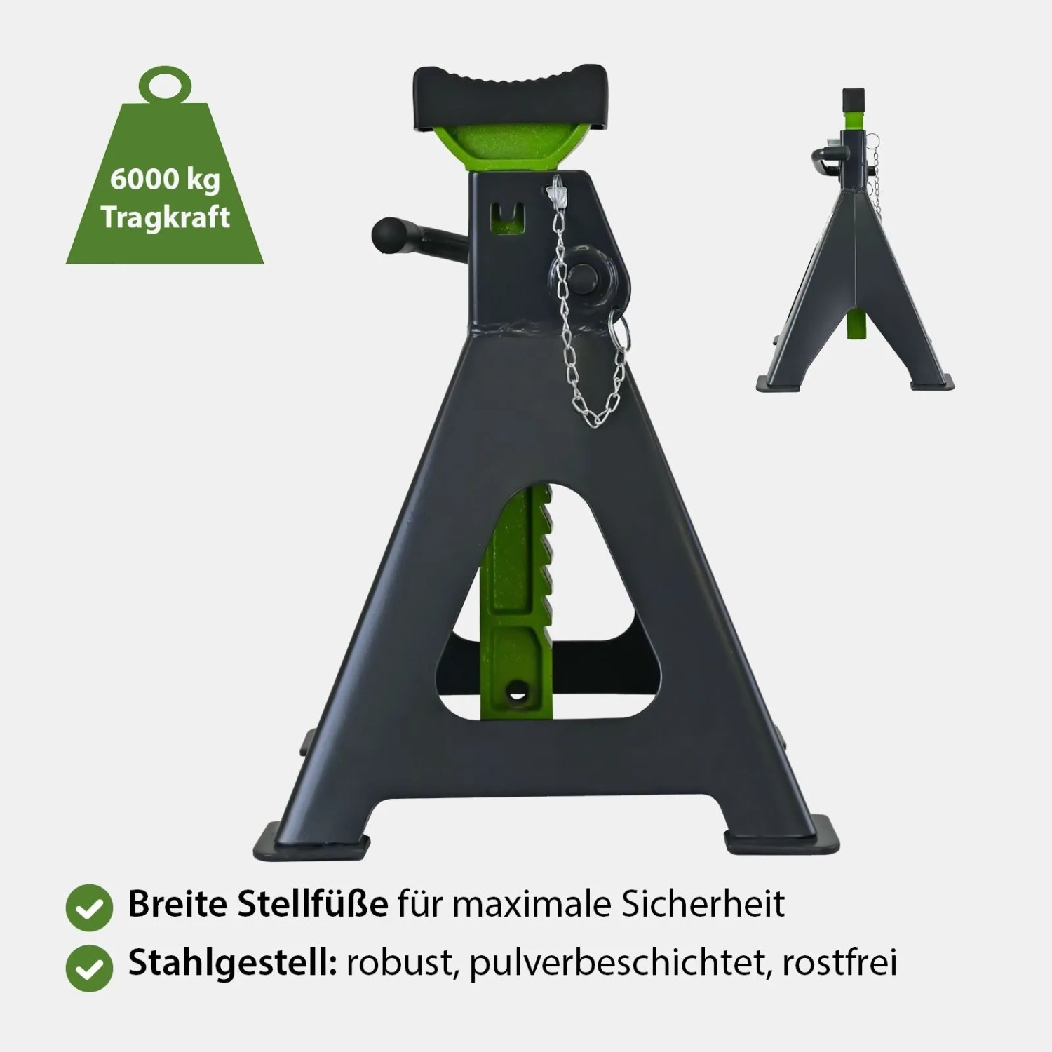 TRUTZHOLM Unterstellböcke, 2 Stück, je 6 t Traglast, höhenverstellbar von 380 bis 600 mm, für Autoreparatur.