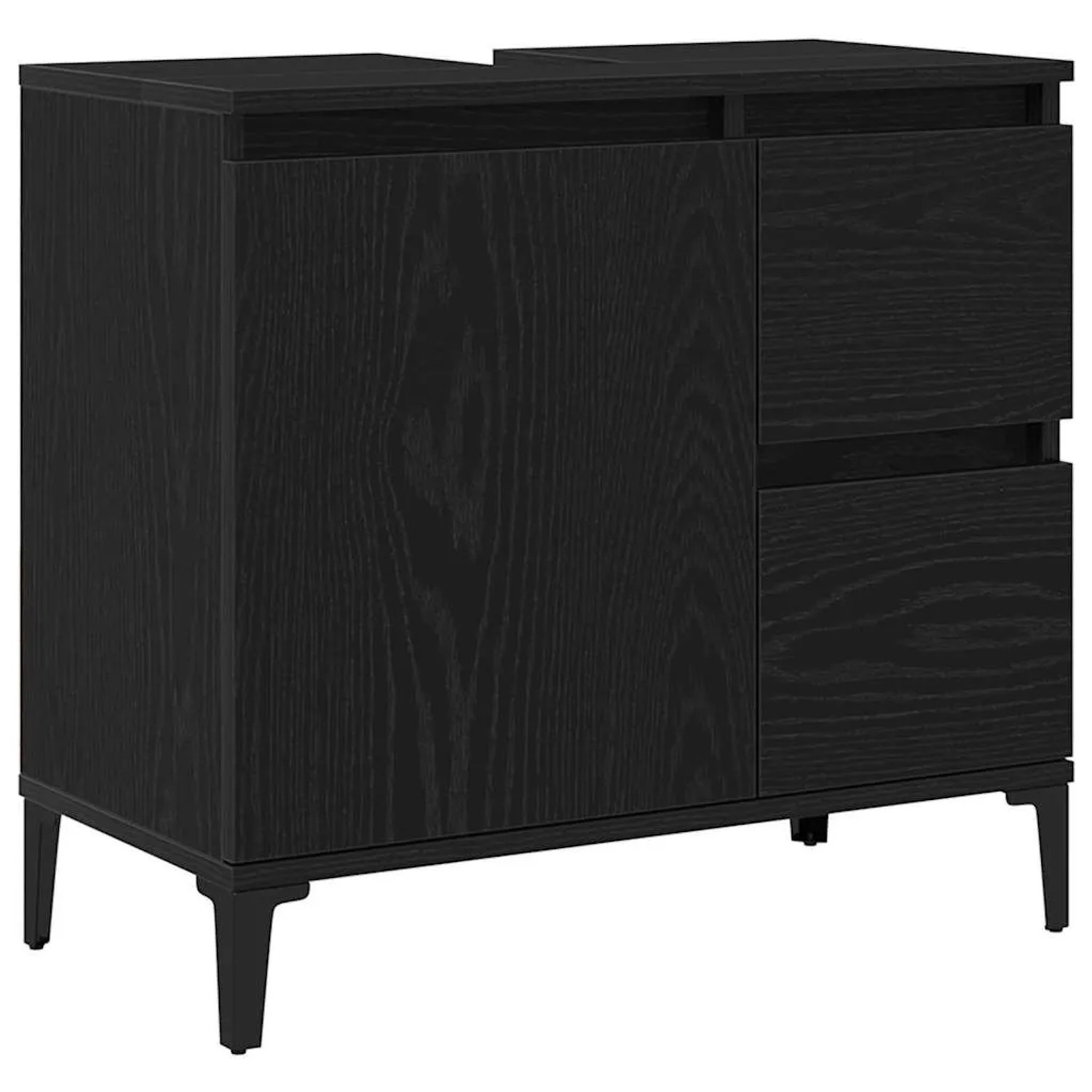 vidaXL Badezimmerschrank mit Tür Schwarz Eichen-Optik 65 x 33 x 60 cm 86281 günstig online kaufen