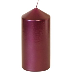 Stumpenkerze Edelglanz in Beere, Ø 67x150mm, lackierte Oberfläche.