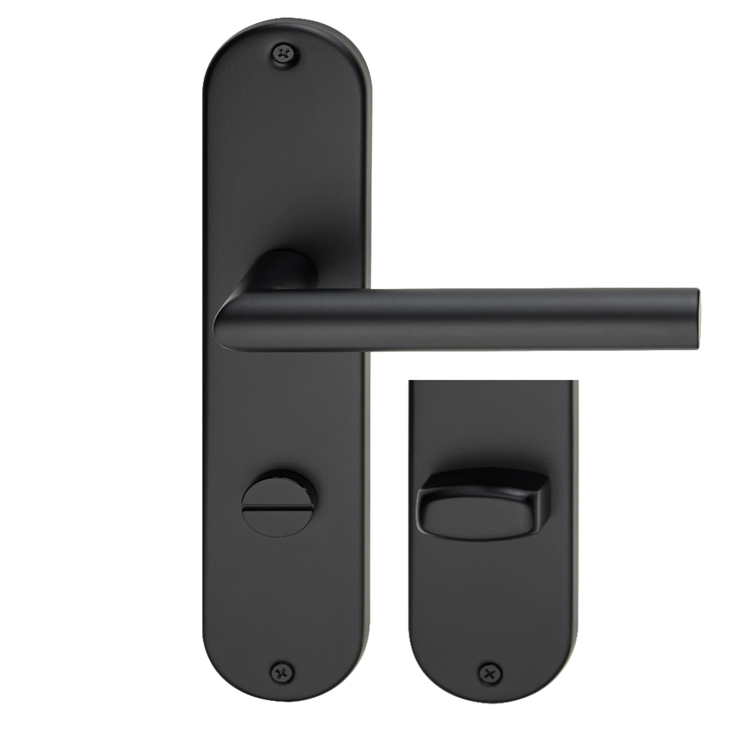 MeinTürgriff Drückergarnitur Liverpool Edelstahl Schwarz Renovierungsschild Langschild Türdrücker Griff WC_2