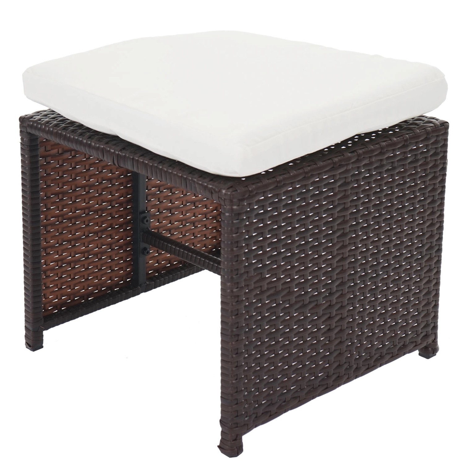 MCW 4erSet PolyRattan Hocker Korfu Gartenhocker Sitzhocker Braun