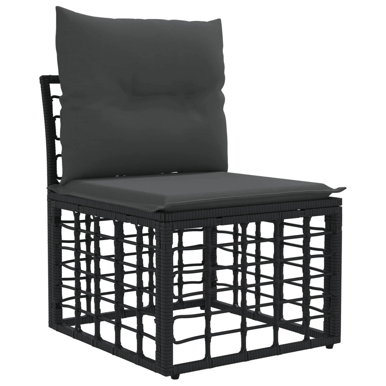 vidaXL Modulares Outdoor-Sofa Ohne Armlehnen Schwarz Poly-Rattan 42026731