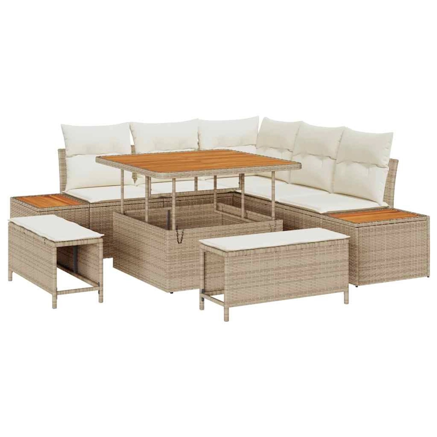 vidaXL Garten-Sofa-Set mit Kissen 8-Tlg Beige Poly Rattan 3362906 günstig online kaufen