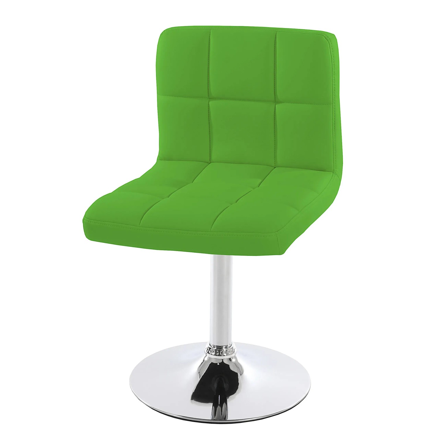 Grüner MCW Esszimmerstuhl Cadiz im 6er-Set mit verchromtem Gestell und Kunstlederbezug.