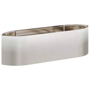 Modernes vidaXL Hochbeet aus Edelstahl, 140x40x40 cm, oval, für Garten und Pflanzen.