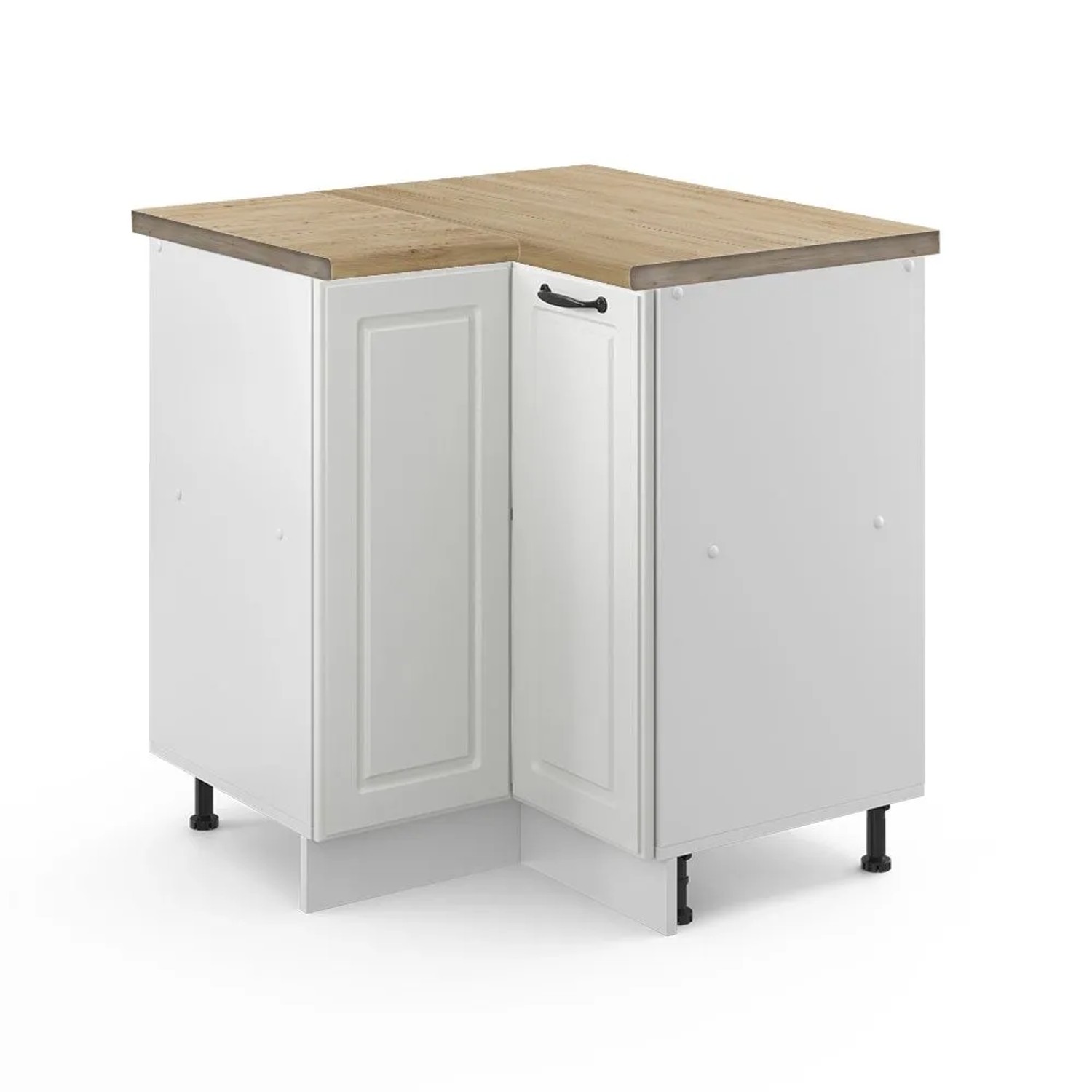 Vicco Eckunterschrank R-Line Küchen Eckschrank Weiß Landhaus Weiß 76 cm AP Eiche