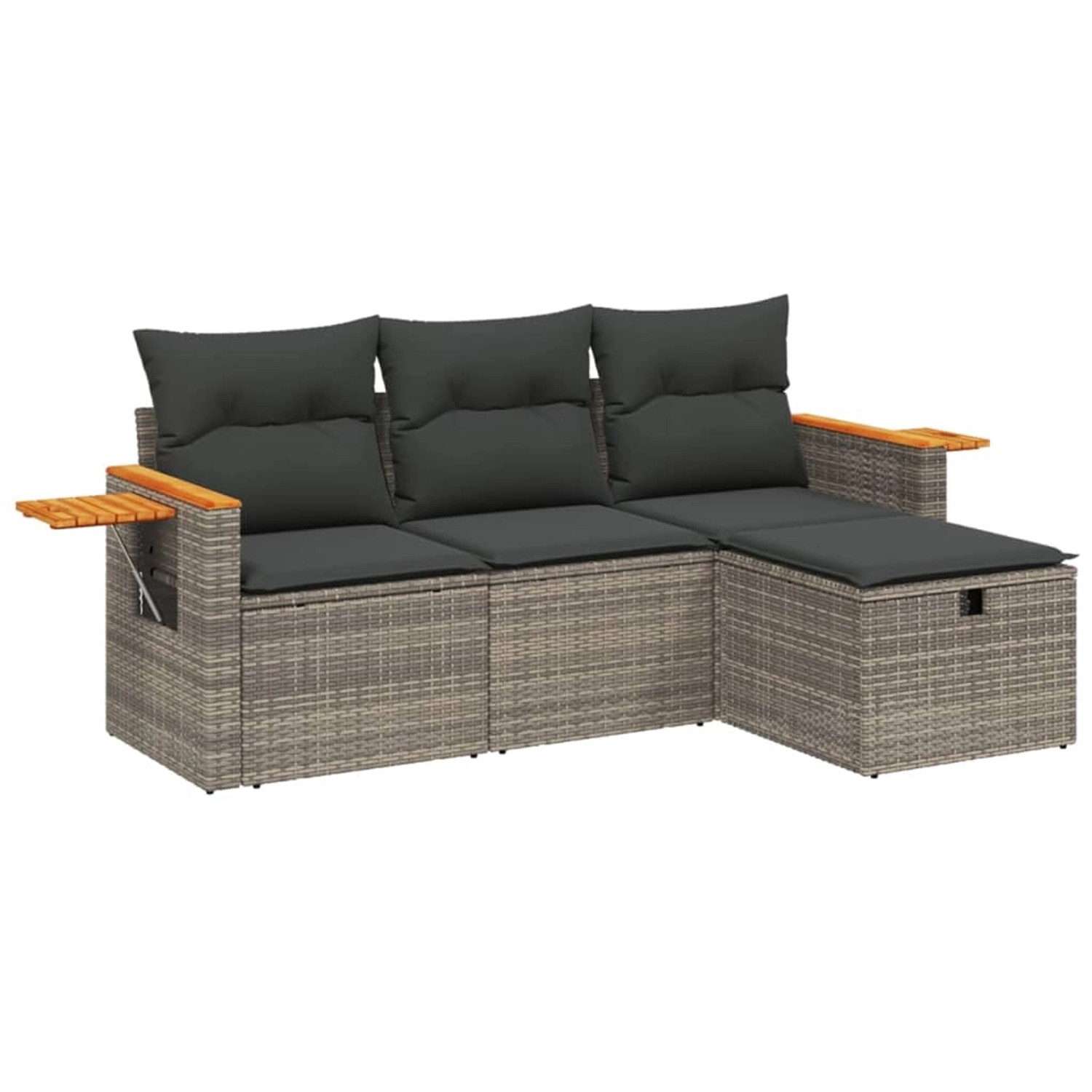 vidaXL 4-Tlg Garten-Sofagarnitur mit Kissen Grau Poly Rattan 3265491 günstig online kaufen