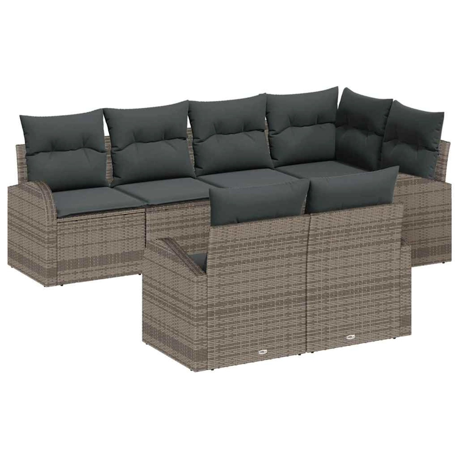 vidaXL Garten-Sofa-Set mit Kissen 7-Tlg Grau Poly Rattan 3346079 günstig online kaufen