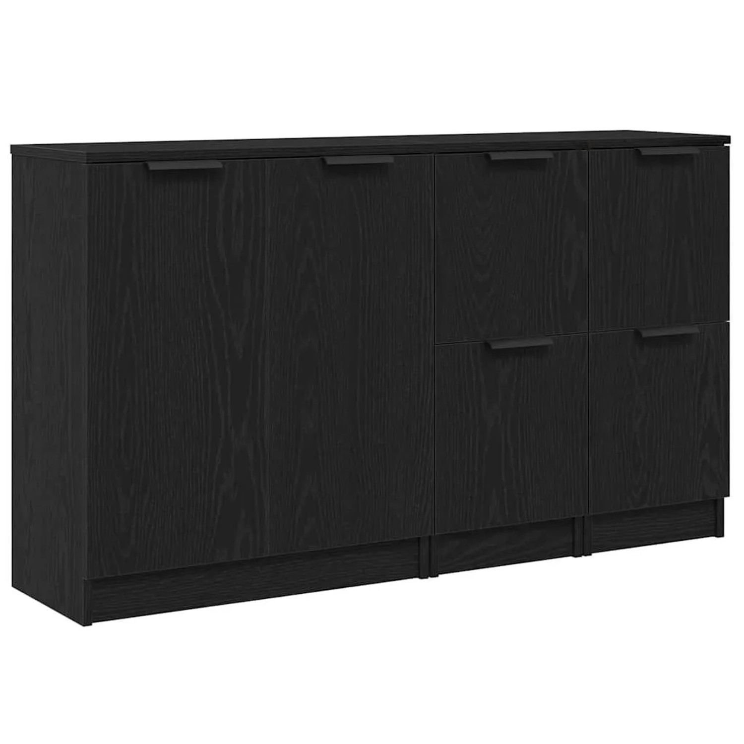 vidaXL Sideboard 3-Tlg Schwarz Eichen-Optik Holzwerkstoff 3332500