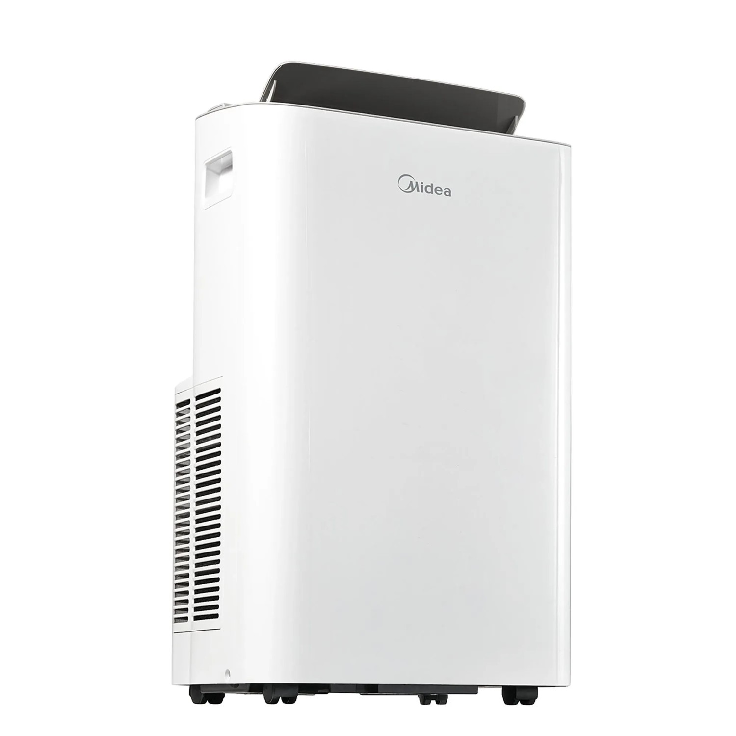 Weiße, mobile Midea Klimaanlage mit Rollen für flexible Kühlung.