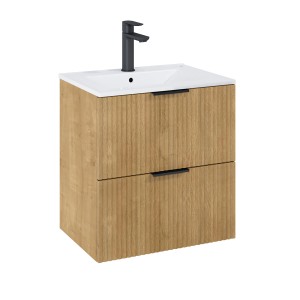 Roca Waschtischunterschrank Reef Basic, 60 cm, Hamilton Eiche mit 2 Schubladen.