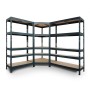 Ar Shelving Rivet Set, 3 Schwerlastregale (2x 180x180x45 cm, 1x Eckregal) mit 5 HDF-Böden, anthrazit.