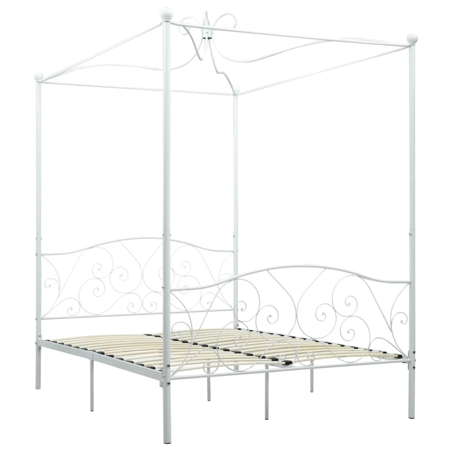 Himmelbett-gestell Weiß Metall 120 X 200 Cm günstig online kaufen