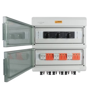 FM-SOLAR DC-Anschlussbox mit Überspannungsschutz und Dreh-Trennschalter für Solaranlagen.