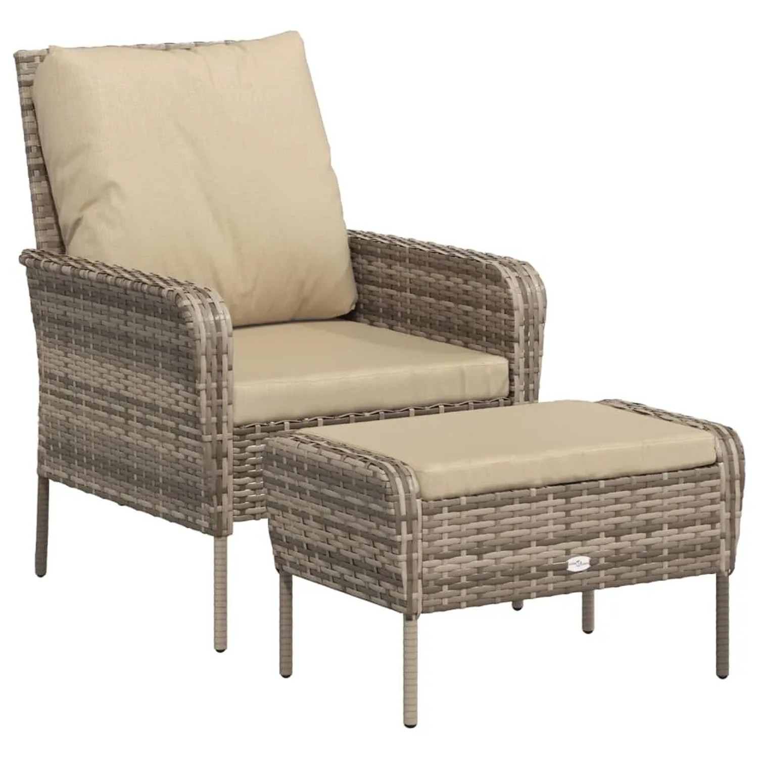 Furnicato Gartenstuhl Mit Fußhocker Hellbraun Poly Rattan