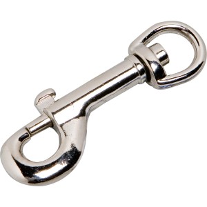 Vernickelter Bolzen-Karabinerhaken, 53 mm, ideal als Schlüsselanhänger oder zur Befestigung von Schnüren.