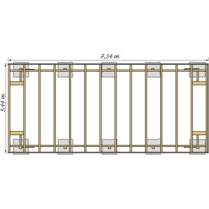 Draufsicht Kiehn-Holz Einzelcarport KH 321, Maße 344x754 cm, Holzkonstruktion mit Stahl-Dacheindeckung.