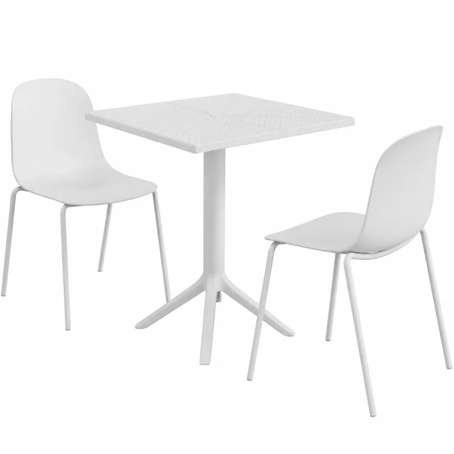 DELUKE Gartenmöbel-Set IDA mit 2 Stühlen 166x60x85cm Kunststoff Weiß Balkonset Gartenset Tisch mit Stühlen Bistroset Outdoor