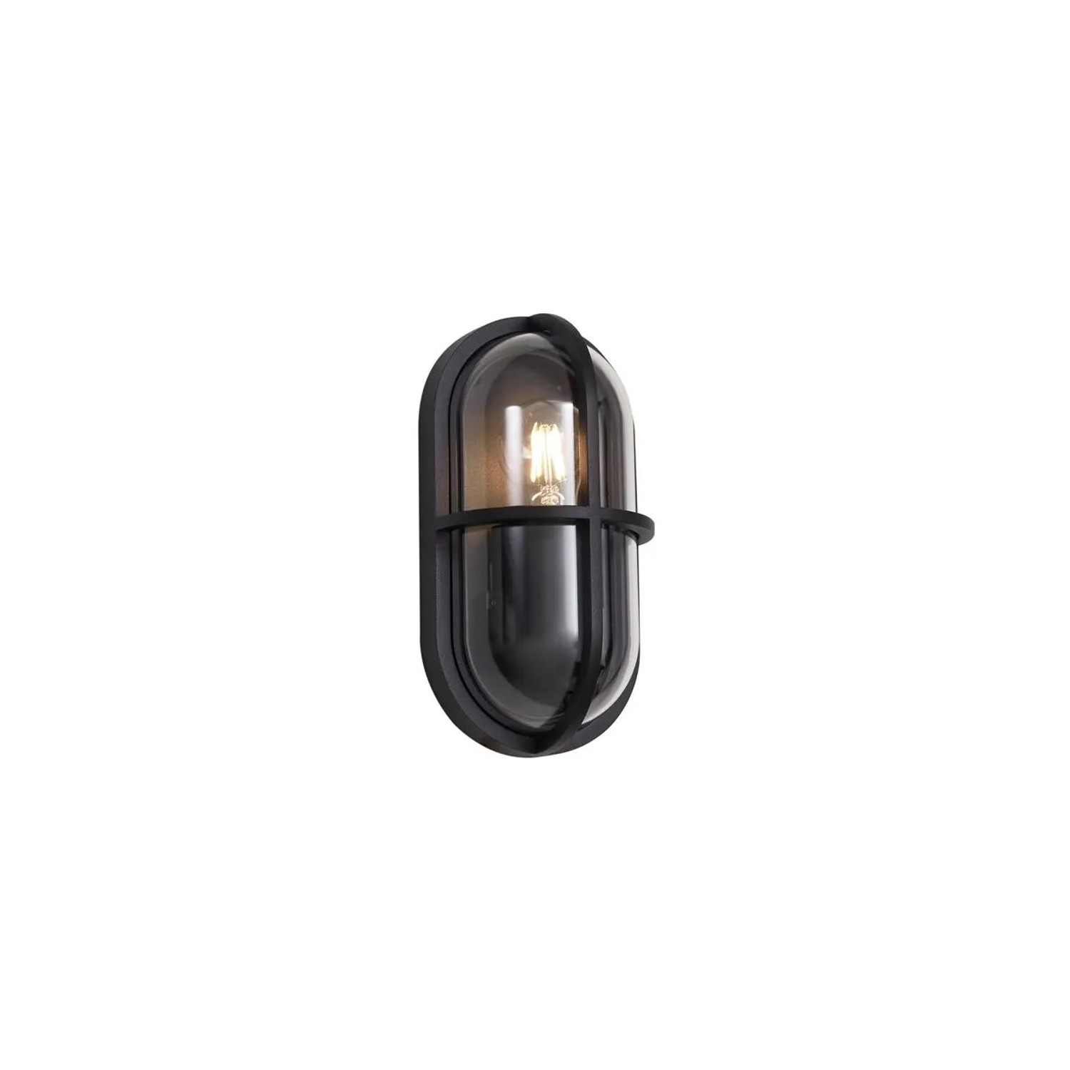 Qazqa Outdoor Wandleuchte Schwarz Oval IP65 Target