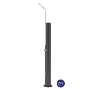 Schwarze Gre Solardusche aus Aluminium, 30 l, für den Garten oder Pool.