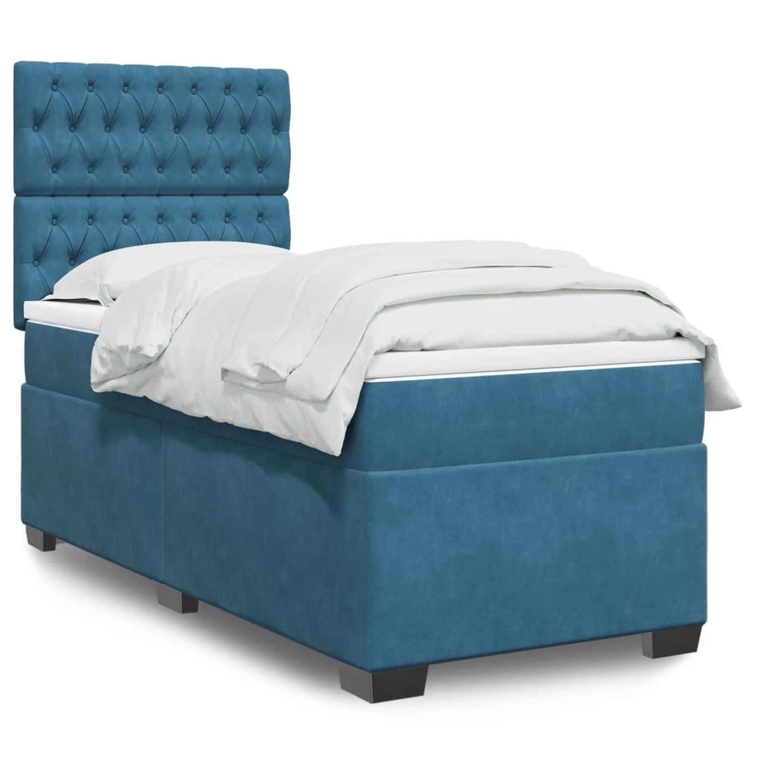 vidaXL Boxspringbett mit Matratze Blau 90x200 cm Samt 3293120 günstig online kaufen