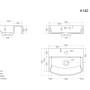 Technische Zeichnung: Posseik Cubi Slimline Waschtisch 40cm, Badmöbel für Gäste-WC, Maße und Details.