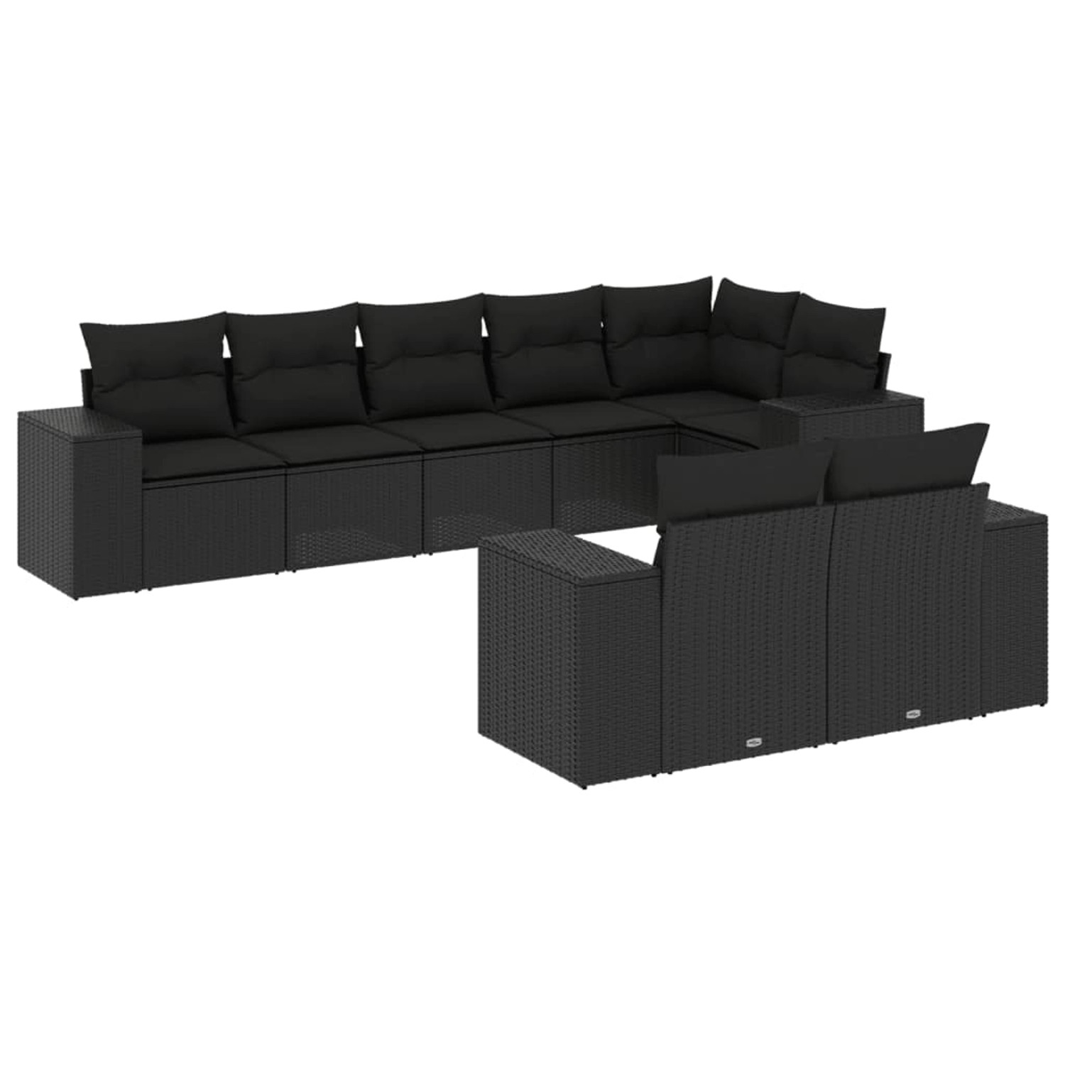 vidaXL 8-Tlg Garten-Sofagarnitur mit Kissen Schwarz Poly Rattan 3222814 günstig online kaufen