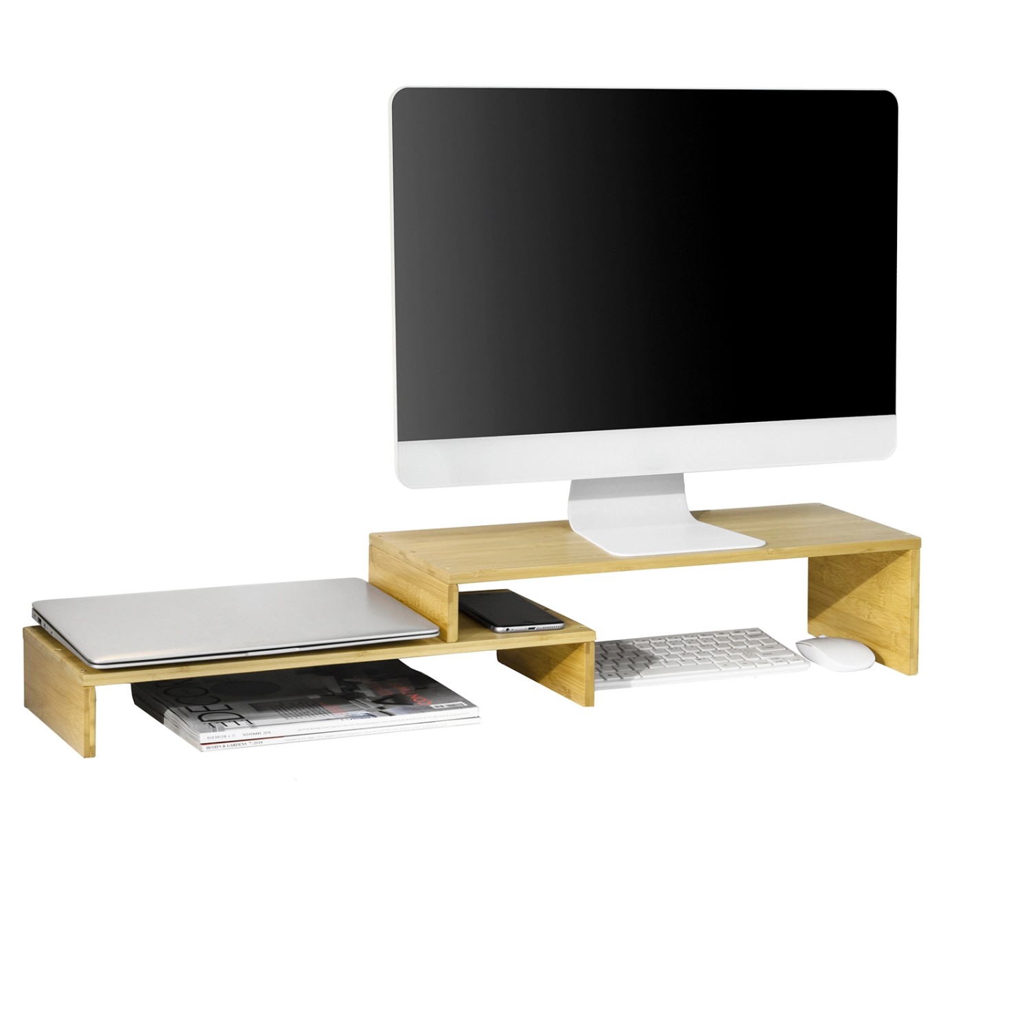 SoBuy Breitenverstellbarer Monitorständer Monitorerhöhung für Schreibtisch günstig online kaufen