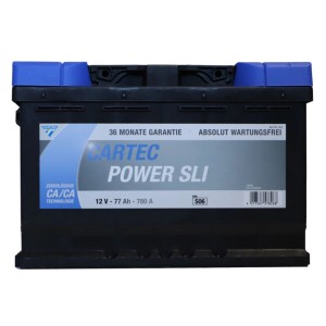 Cartec Power SLI 77 AH Autobatterie: 12V, 780A, wartungsfrei und langlebig für zuverlässige Startkraft.