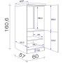 Maßzeichnung Flex-Well Exclusiv Demi-Geräteschrank Cara, 60cm, Schilfgrün/Artisan Eiche, mit Maßen
