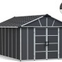Palram Metall-Gerätehaus Yukon, 17,2 m², in Anthrazit. Gerätehaus mit Doppeltür und Satteldach.