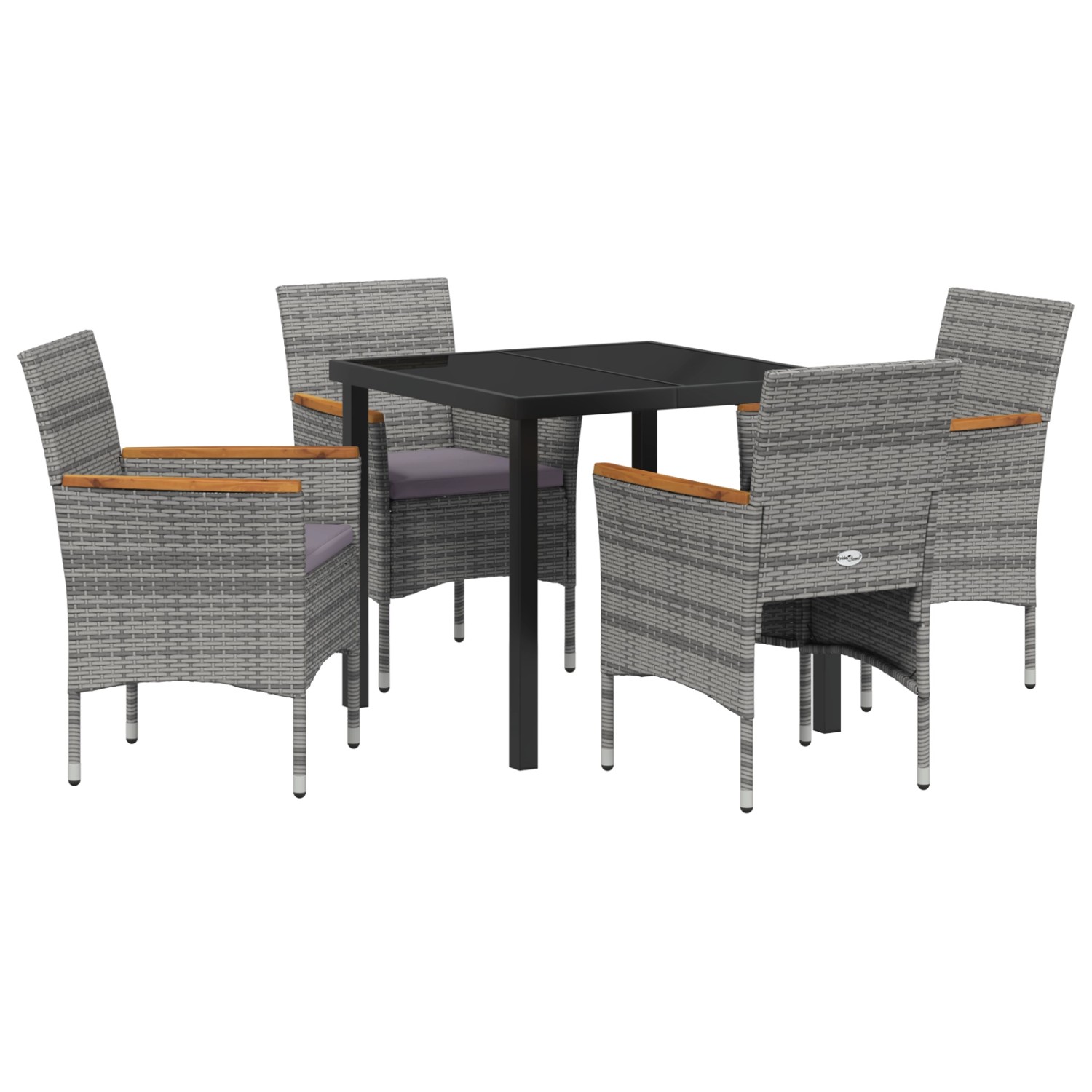 vidaXL Garten Essgruppe mit Kissen 5-Tlg Grau Poly Rattan 3379759 günstig online kaufen
