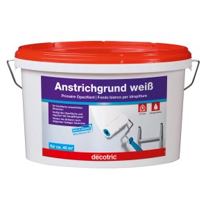 Weißer Decotric Anstrichgrund im 5L Eimer für optimale Untergrundvorbereitung.