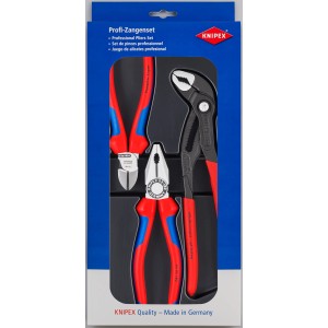 Knipex Zangen-Set, 3-teilig: Kombizange, Seitenschneider, Wasserpumpenzange im Set.