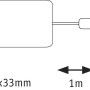 Schemazeichnung Paulmann MaxLED 500 Basis-Set: LED-Streifen mit Netzteil, Maße und Erweiterungsmöglichkeiten.