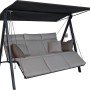 Angerer Hollywoodschaukel 3-Sitzer Lounge Smart Sand mit Sonnendach und Liegefunktion.