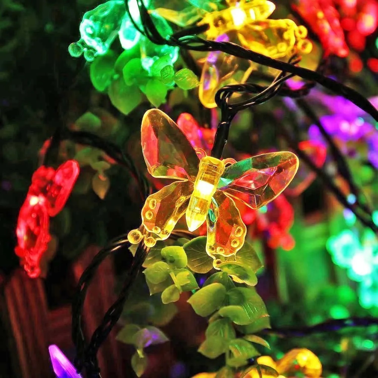 Salcar LED Solar Schmetterling-Lichterkette, 20 bunte LEDs, 5M, für Garten & Außenbereich.