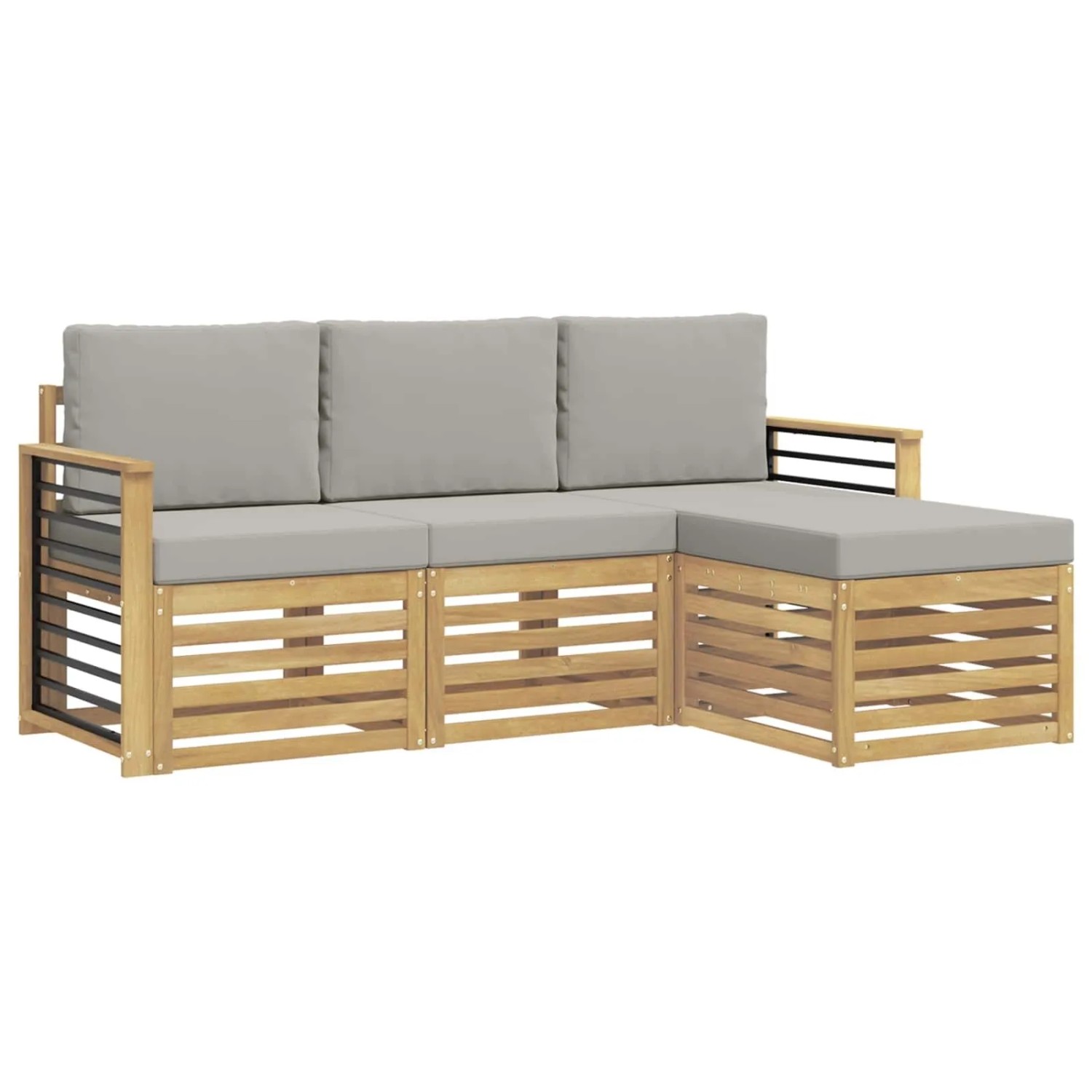 vidaXL Outdoor-Sofagarnitur 4 Stk Weiß und Hellgrau 3391646