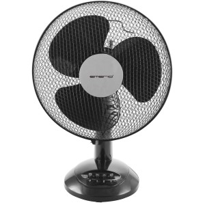 Emerio Tischventilator, 23 cm, weiß, mit drei Rotorblättern und Geschwindigkeitsstufen.