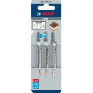 Bosch Stichsägeblatt T 101 AOF, 3 Stück, für saubere Kurvenschnitte in Hartholz.