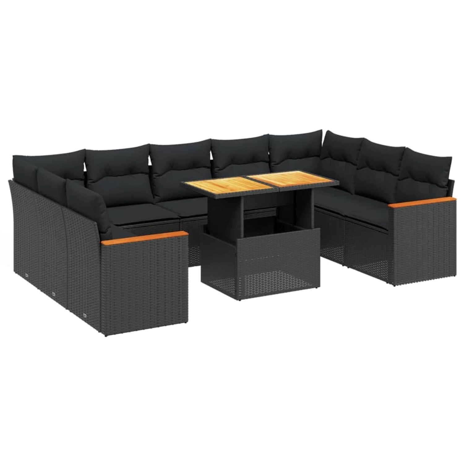 vidaXL 10-Tlg Garten-Sofagarnitur mit Kissen Schwarz Poly Rattan 3273218 günstig online kaufen