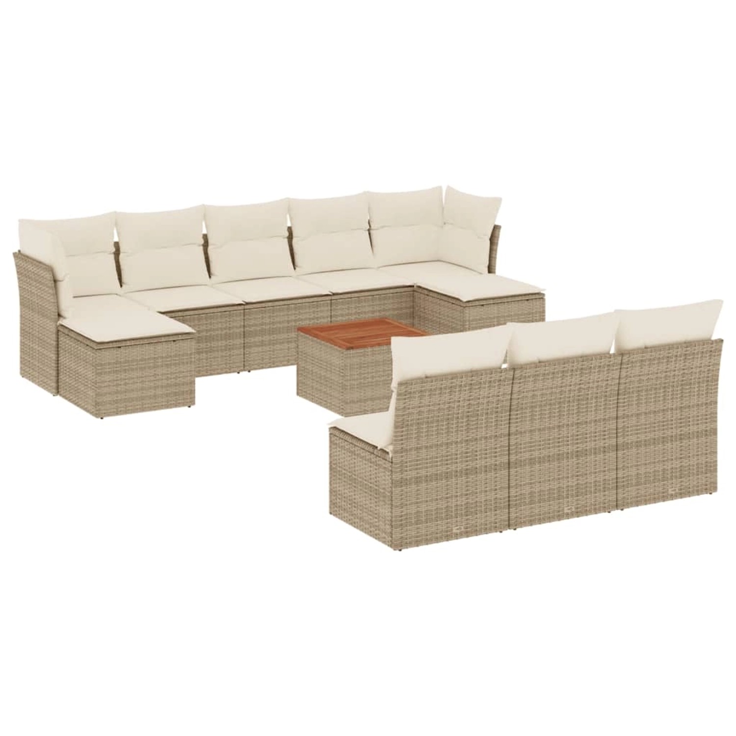 vidaXL 11-Tlg Garten-Sofagarnitur mit Kissen Beige Poly Rattan 3223867 günstig online kaufen
