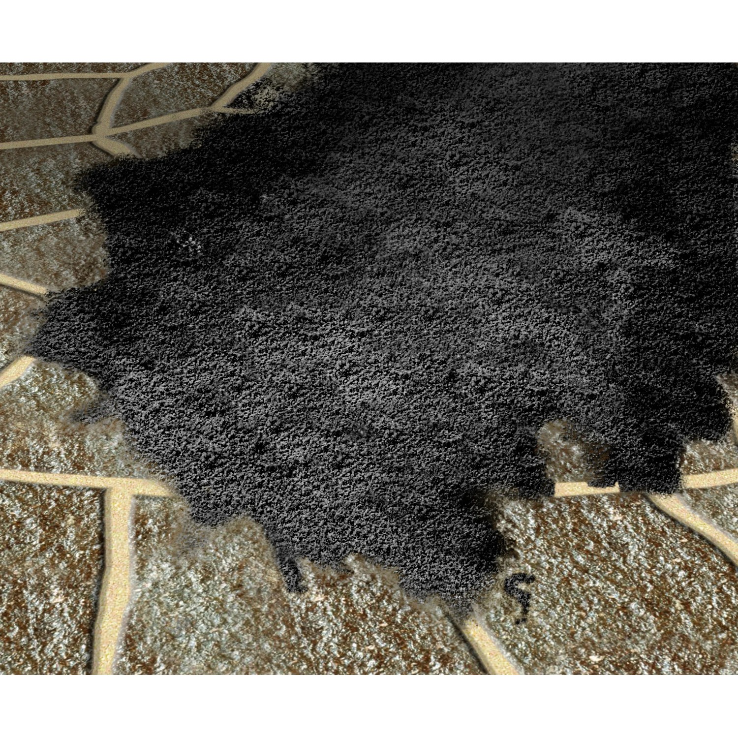 MEM Fix-Fertig-Fugenmörtel Basalt, 12,5 kg, eingefüllt in Pflasterfugen.