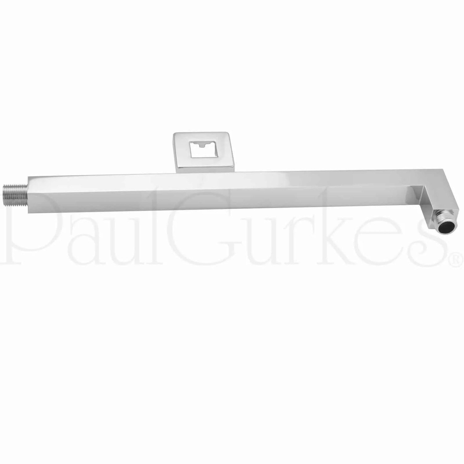 Eckiger PaulGurkes Wandarm für Regendusche, verchromt, Ausladung 41cm.