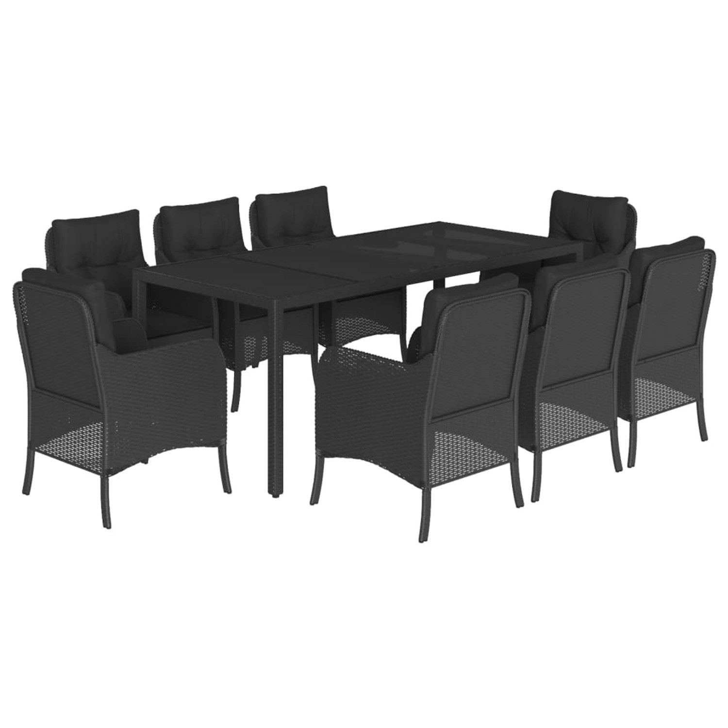 vidaXL 9-Tlg Garten-Essgruppe mit Kissen Schwarz Poly Rattan 3211853 günstig online kaufen