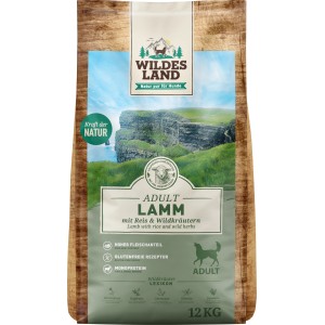 Wildes Land Hunde-Trockenfutter Lamm mit Reis, 12kg Sack. Glutenfrei und hoher Fleischanteil.