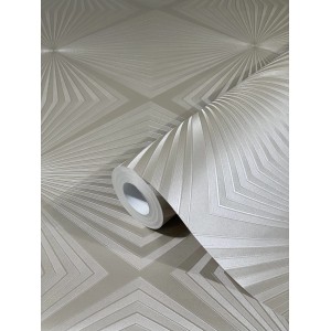 Glööckler Vliestapete Imperial Rauten Beige, Rolle mit Rautenmuster.