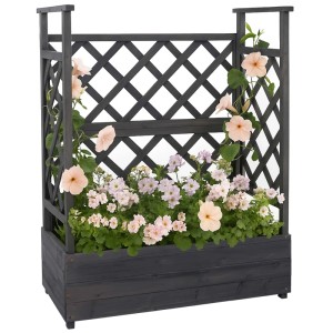 MCW Hochbeet P67 Rankhilfe Spalier Holz 114x85x44cm Anthrazit-Grau