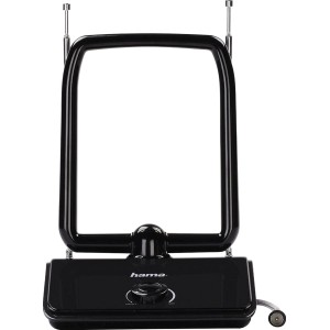 Schwarze Hama DVB-T/T2 Zimmerantenne für digitalen TV-Empfang.