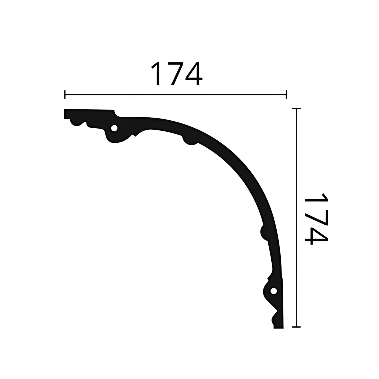 Detailaufnahme NMC Z40-Box ARSTYL Eckleiste, weiß, Maße 174x174 mm, für Paneel-Zubehör.